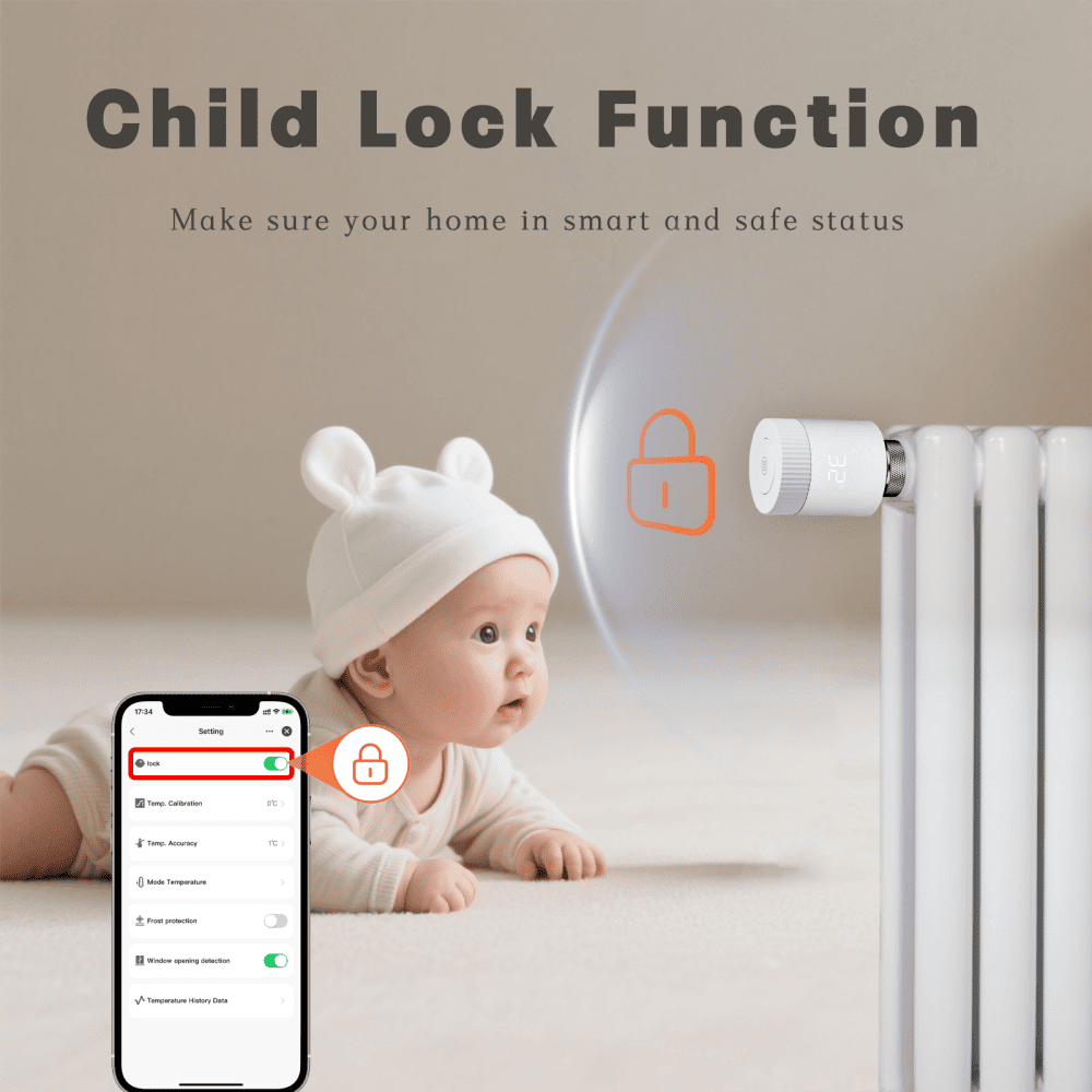 Smart child safety lock: prevents accidental activation and gives you peace of mind