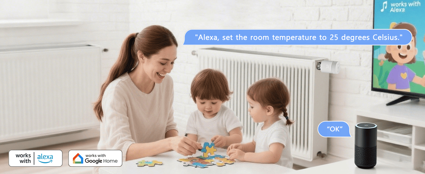 Smart Home Radiator Thermostat, Wi-Fi, Alexa, Heating Thermostat, Radiator Programmable Thermostat Head, Wi-Fi/ZigBee, Thermostatic Radiator Valve, Heating Controller, controlled via Alexa/Google Home/Tuya