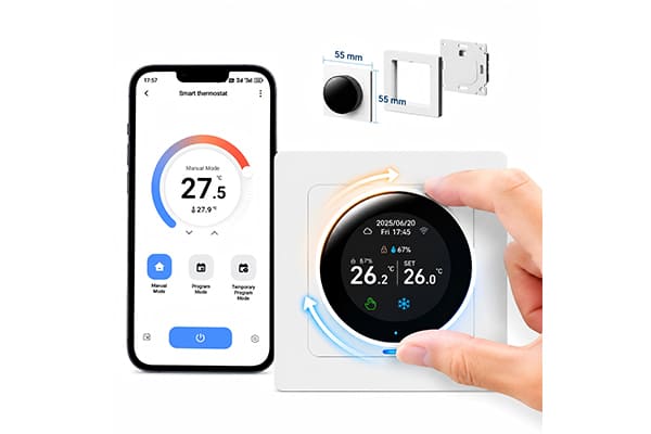 Smart Wi-Fi home thermostat, programmable digital room thermostat, compatible with 3A water underfloor heating, 16A electric underfloor heating and 3A gas boilers